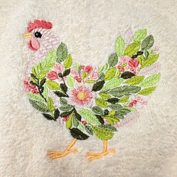 Chicken Towels Embroidered Hand Towel Set Hen Rooster Bathroom Home Farm Decor - Picture 6 of 13
